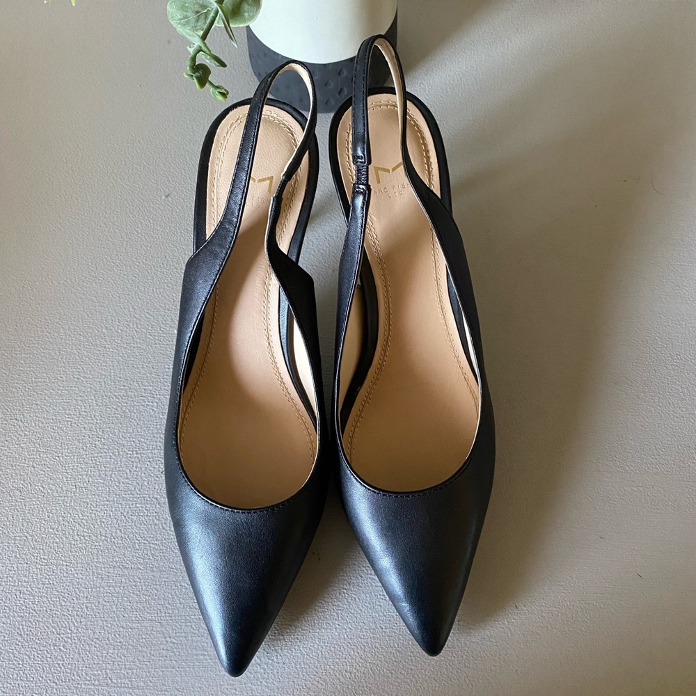 Black sling back heels